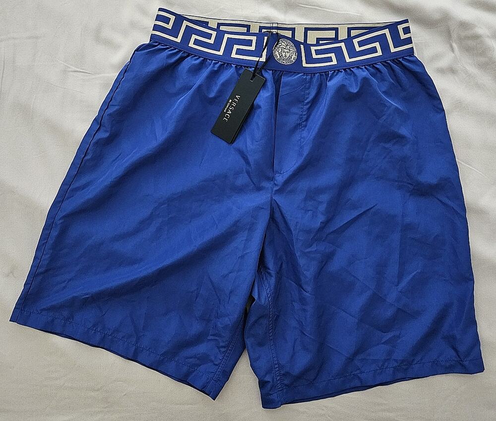 NWT Versace S Mens Greca Border Medusa Barocco Blue Swim Shorts Bathing Suit 4